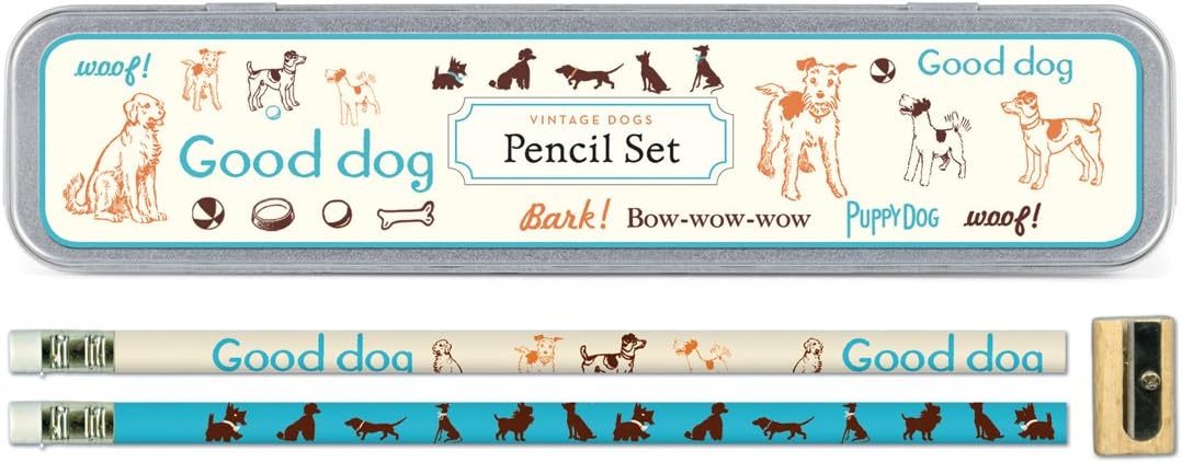 Cavallini Vintage Dogs 10 Pencils and 1 Sharpener