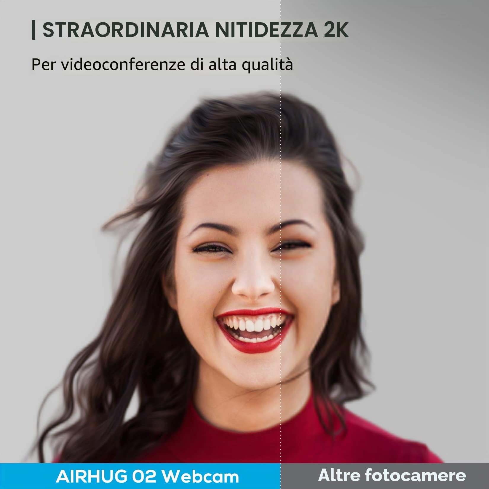 Webcam 2K senza microfono con copertura privacy, webcam USB per computer e laptop plug & play, webcam senza audio, grandangolo 78°, per streaming e conferenze, compatibile con Skype Zoom YouTube