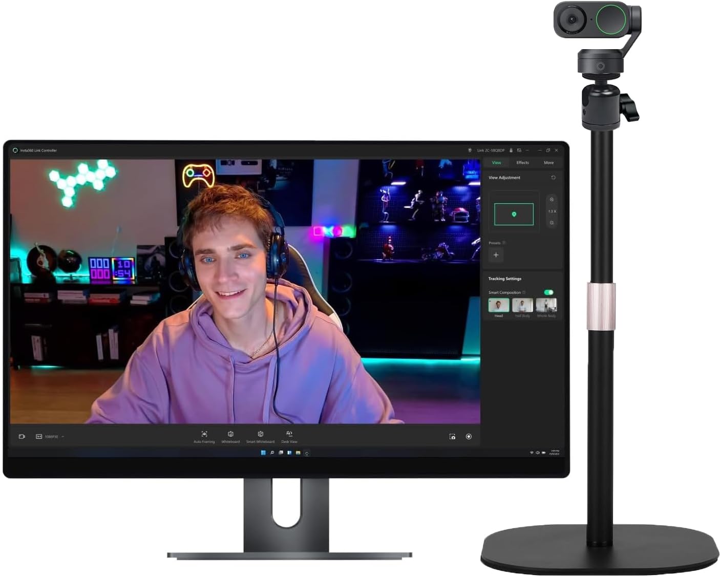 Desktop Webcam Stand, 18-inch Heavy-Duty Webcam Tripod Holder Compatible with Insta360 Link 2 pro/Link 2C pro/Link 2/Link 2C/Link PTZ 4K Webcams and X4 X3 X2 Action Cameras