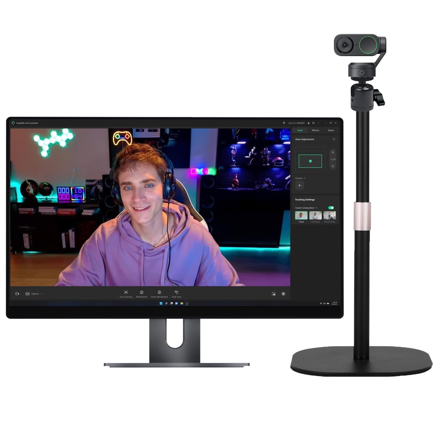 Supporto per webcam da tavolo, 45 cm, resistente, compatibile con webcam Insta360 Link 2/Link 2C/Link PTZ 4K e action cam X4 X3 X2