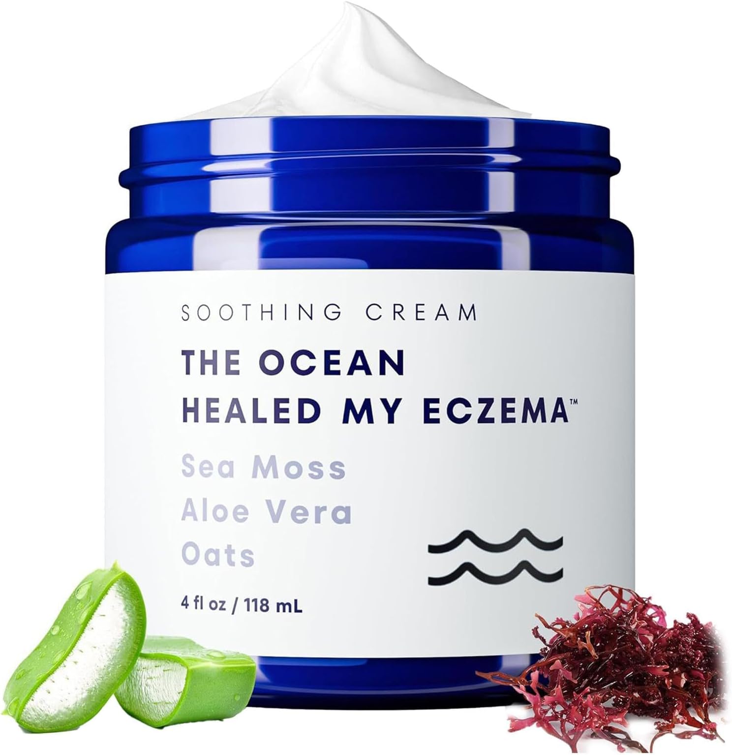 Natural Soothing Eczemas Cream, Healed Sea Moss Colloidal Oats, Hydrating Soothing Cream, for Dry Sensitive and Eczema Prone Skin, Dermatological Body Cream, Daily Body & Face Application (118ml)