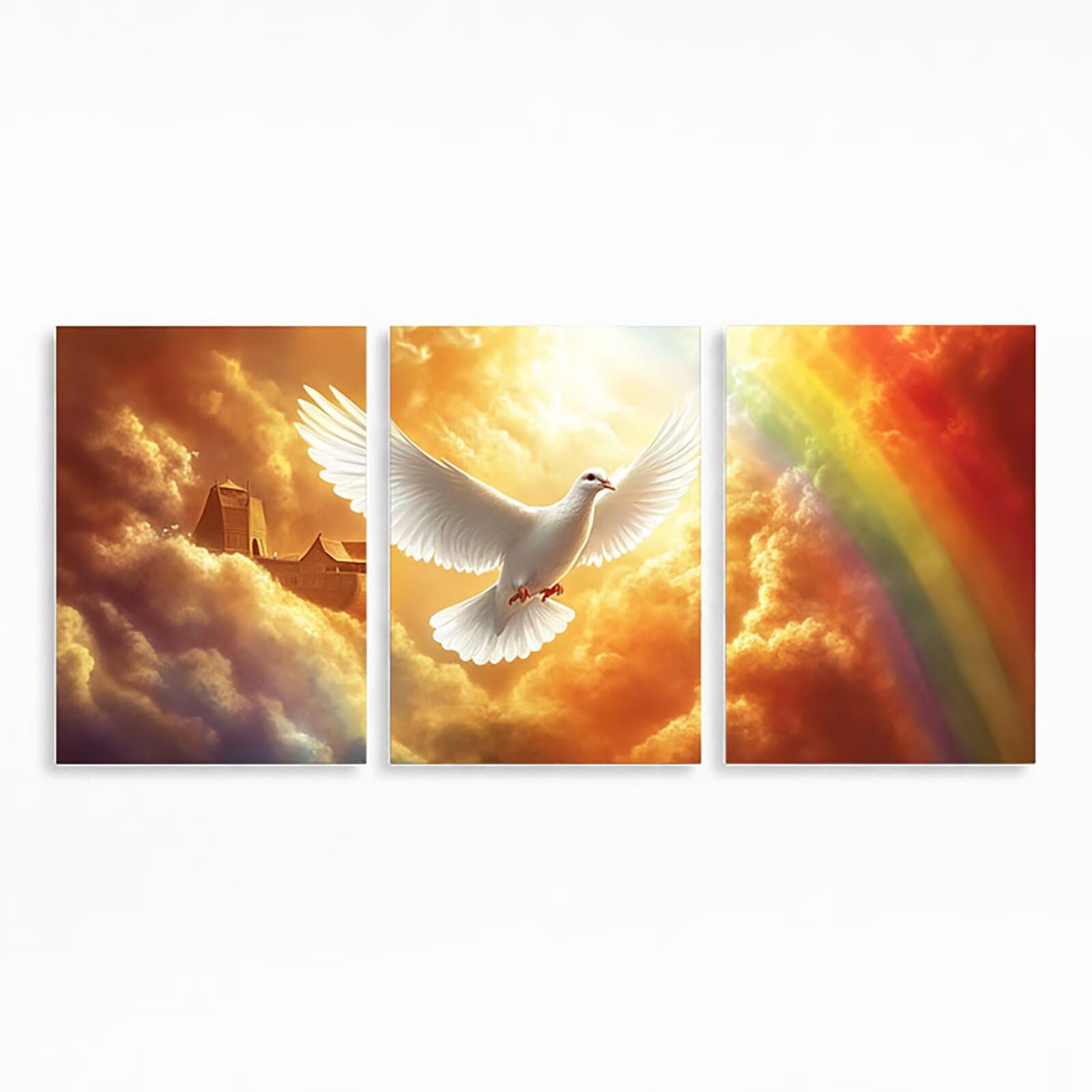 Diamond Painting Arche Noah, Strassstein Malen Nach Zahlen Erwachsene 3 Pack, Diamond Painting 60 x 40 cm Vollbohrer Leinwand zum Bemalen für Schlafzimmer Deko Wohnzimmer Büro Geschenke Taube PZSH0539