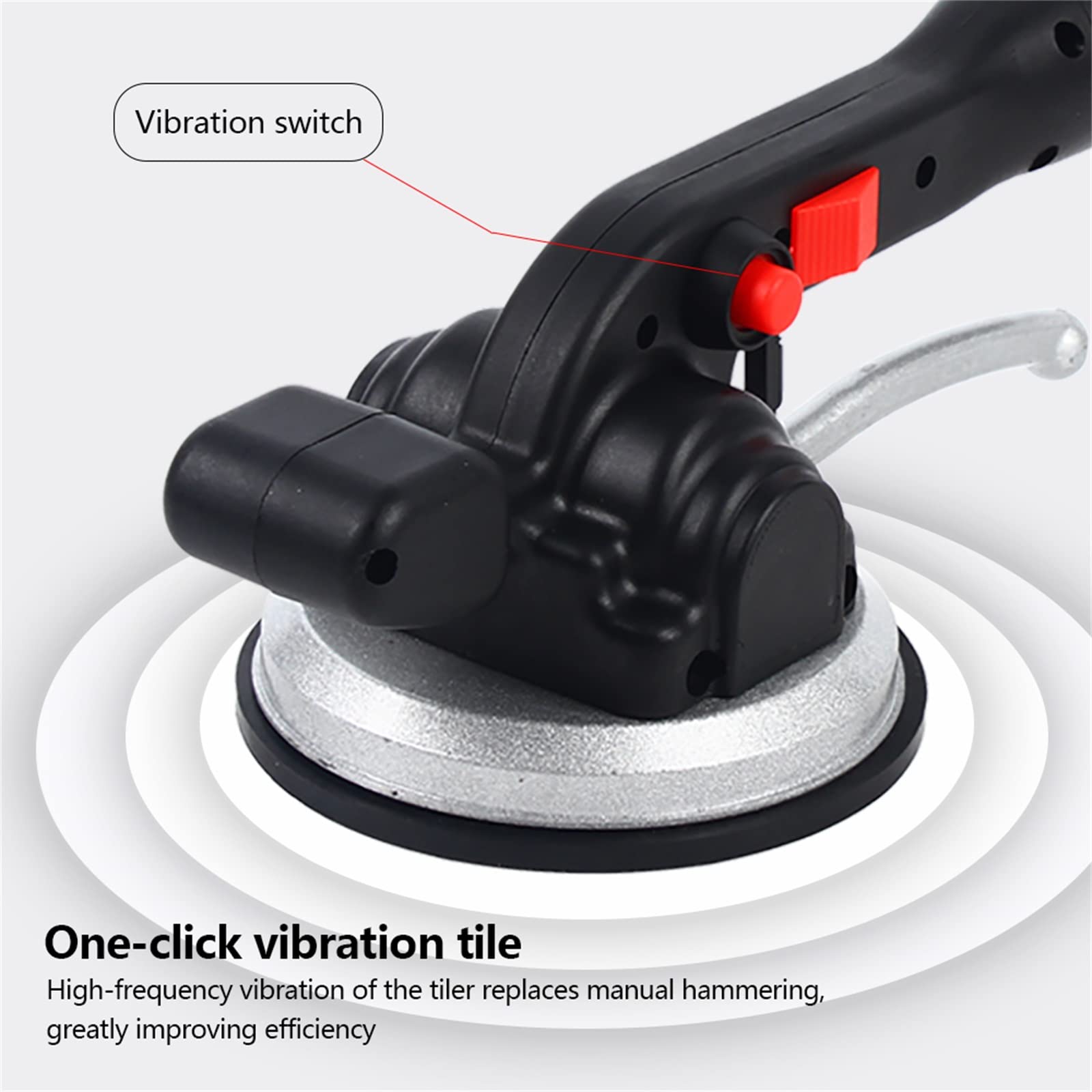 Elektrische Fliesenleger Maschine, Fliesen Vibrator mit 100kg Saugnapf, Automatische Nivellierung, Hochleistungs Vakuum Saugheber zum Verlegen von Fliesen & Wandfliesen, 12000RPM