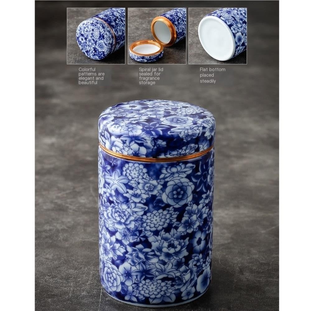 Barattoli per il Tè Sfuso Contenitore for la conservazione del tè sfuso, lattina sigillata in porcellana blu e bianca, lattina di tè vuota, set regalo con lattina singola/doppia Barattolo per il Tè Er