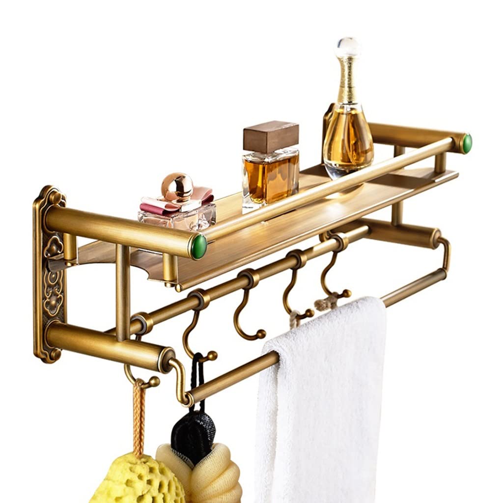 BAHELS Shower Caddy Antique Bathroom Shelf European Bathroom All-Copper Toilet Cosmetic Rack Wall-Mounted Toilet Bathroom Organizer Storage Rack