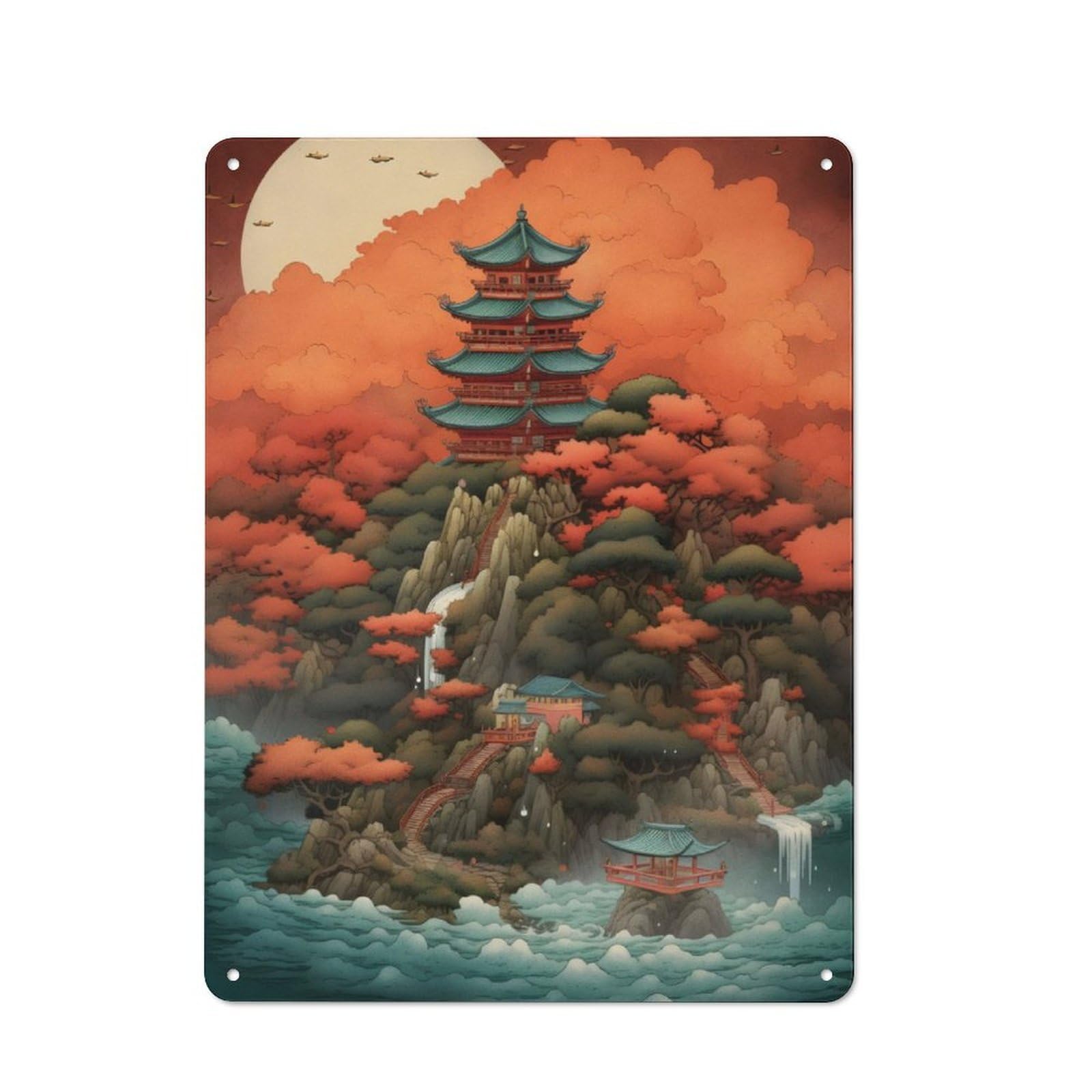 Junmoney Fantasy Landscape 38 Vintage Tin Sign 40X30cm With For Guest Room Or Hallway, Suited To Wall Displays In Guest Rooms And Hallways