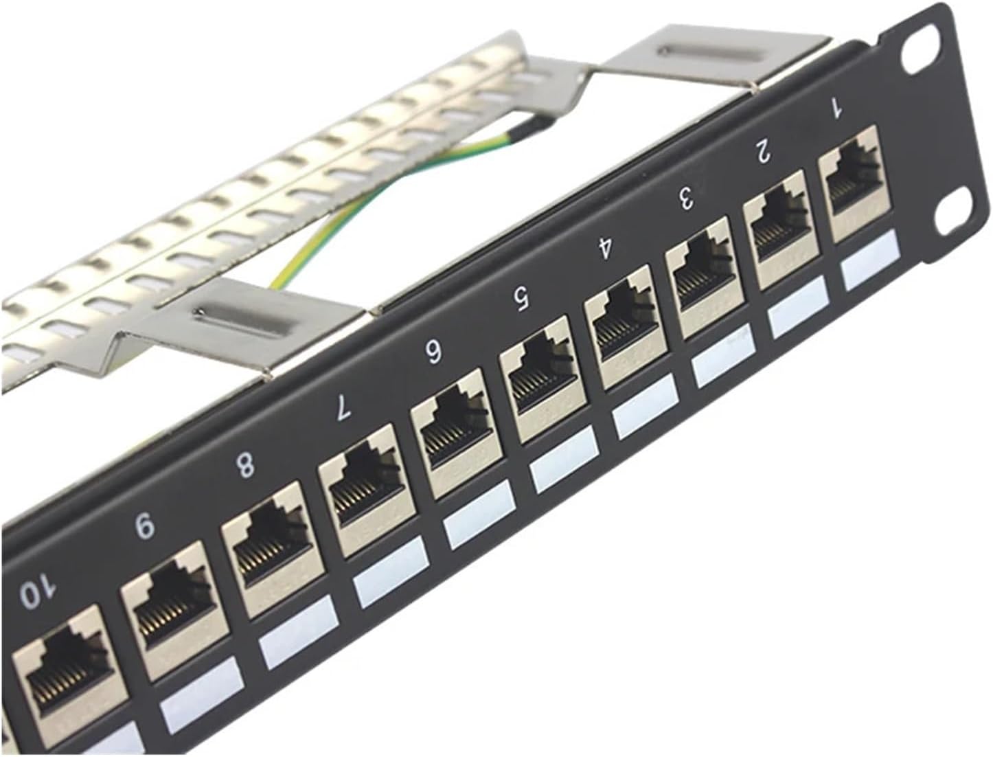 24 Port Shielded CAT6 RJ45 Patch Panel Straight Through LAN Coupler Network 19 Inch Cabinet Cabling Bracket Frame