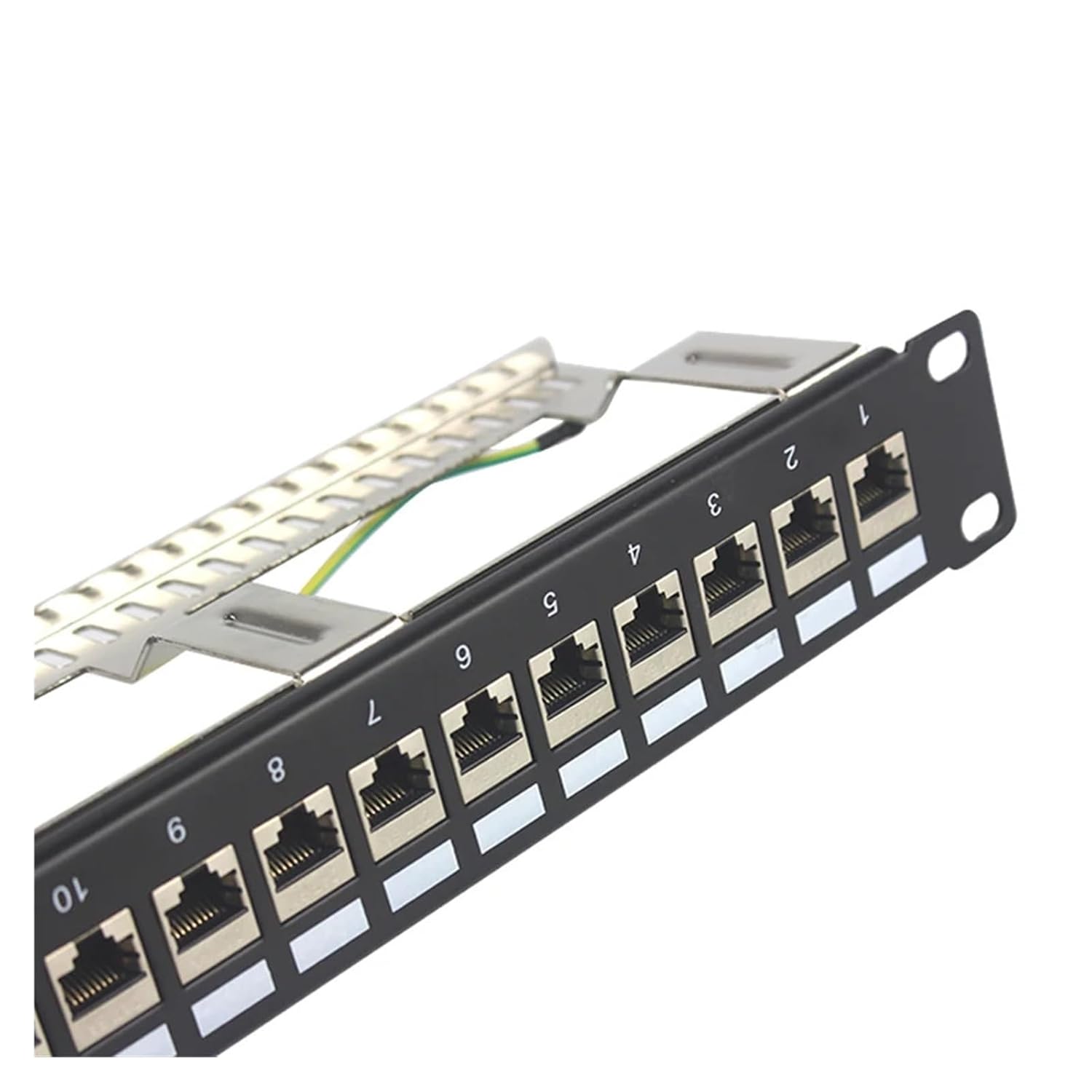 24 Port Shielded CAT6 RJ45 Patch Panel Straight Through LAN Coupler Network 19 Inch Cabinet Cabling Bracket Frame