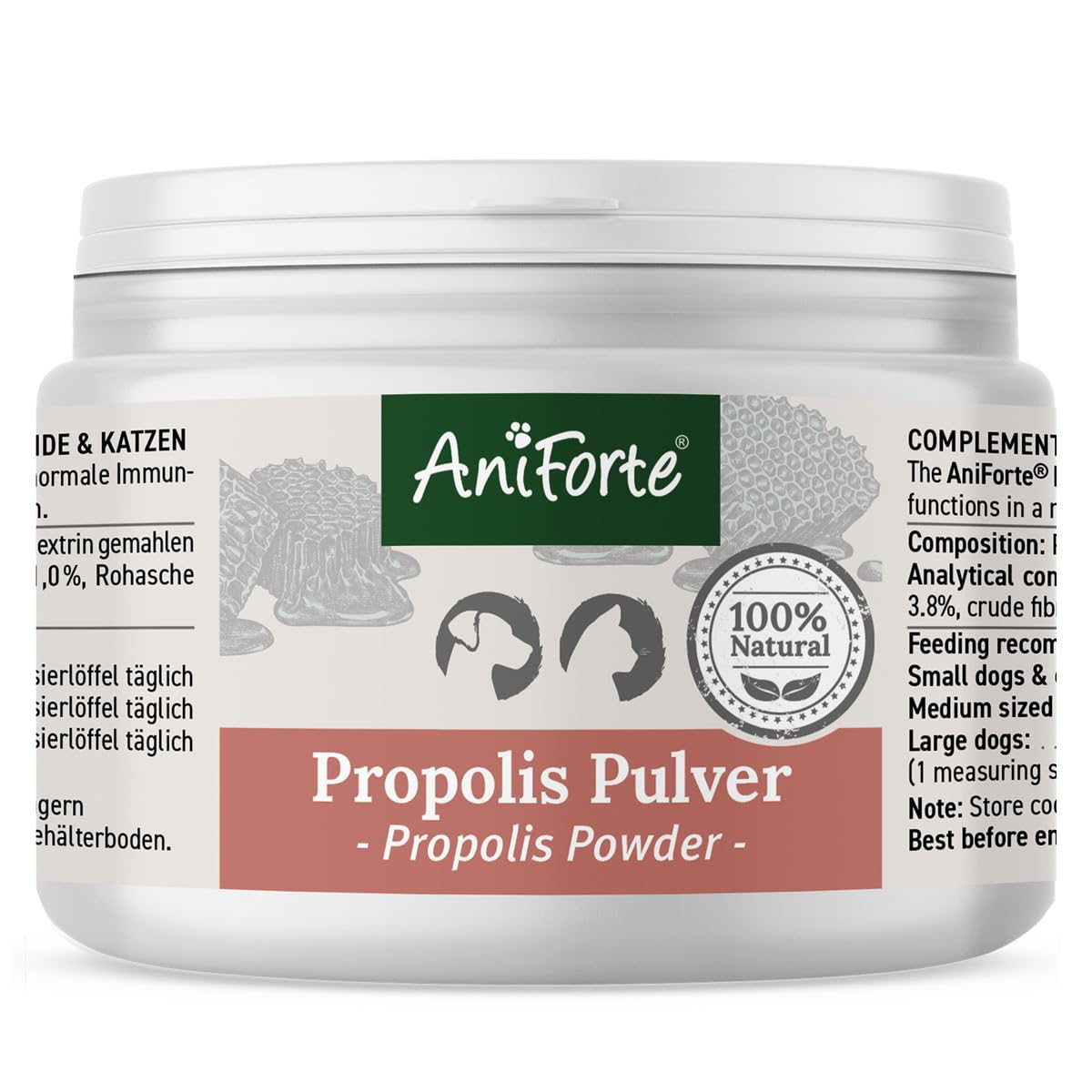 AniForte Própolis en Polvo Perros y Gatos 20g - Apoyo Natural al Sistema inmunológico y a la Piel a través del Poder de la Naturaleza, el própolis fortalece el Sistema inmunológico