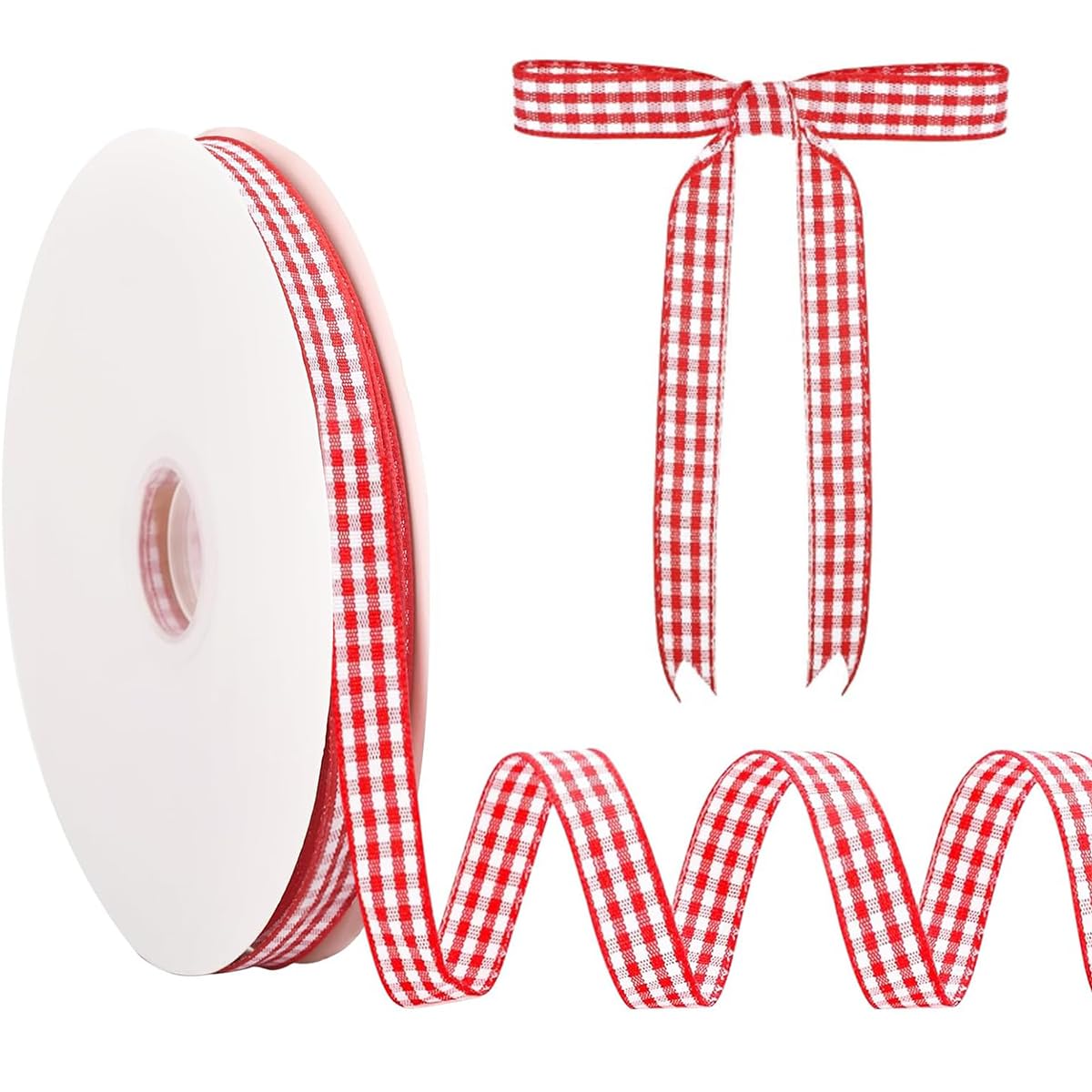 Red and White Gingham Ribbon,1cm x 10 Yards- Red Checkered Ribbons for Gift Wrapping, Picnic, DIY Crafts, Wreath, Wedding, Home Decor-image-12