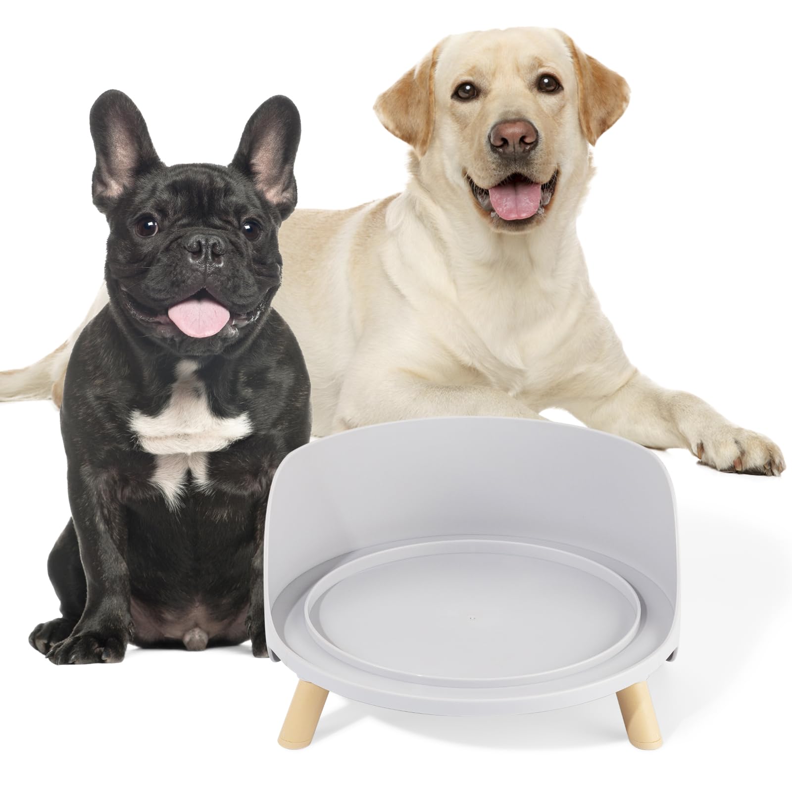 Photo 1 of Raised Dog Feeder Bowl Stand - Elevated Dining Table for Medium and Large Dogs - Fits Food and Water Dish up to 8" Diameter - Grey (Bowl Not Included)