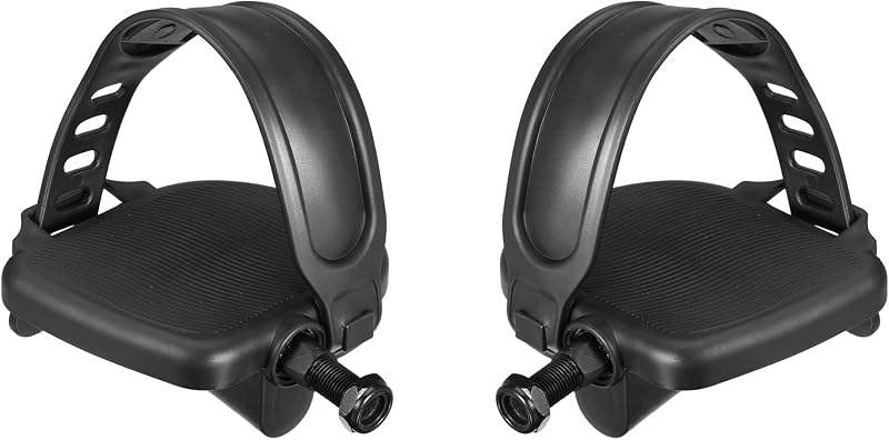 X AUTOHAUX Exercise Bike Pedals Non Slip 9/16'' Fixed Gear Bike Pedals | 1 Pair, with Straps, Indoor Cycling Parts