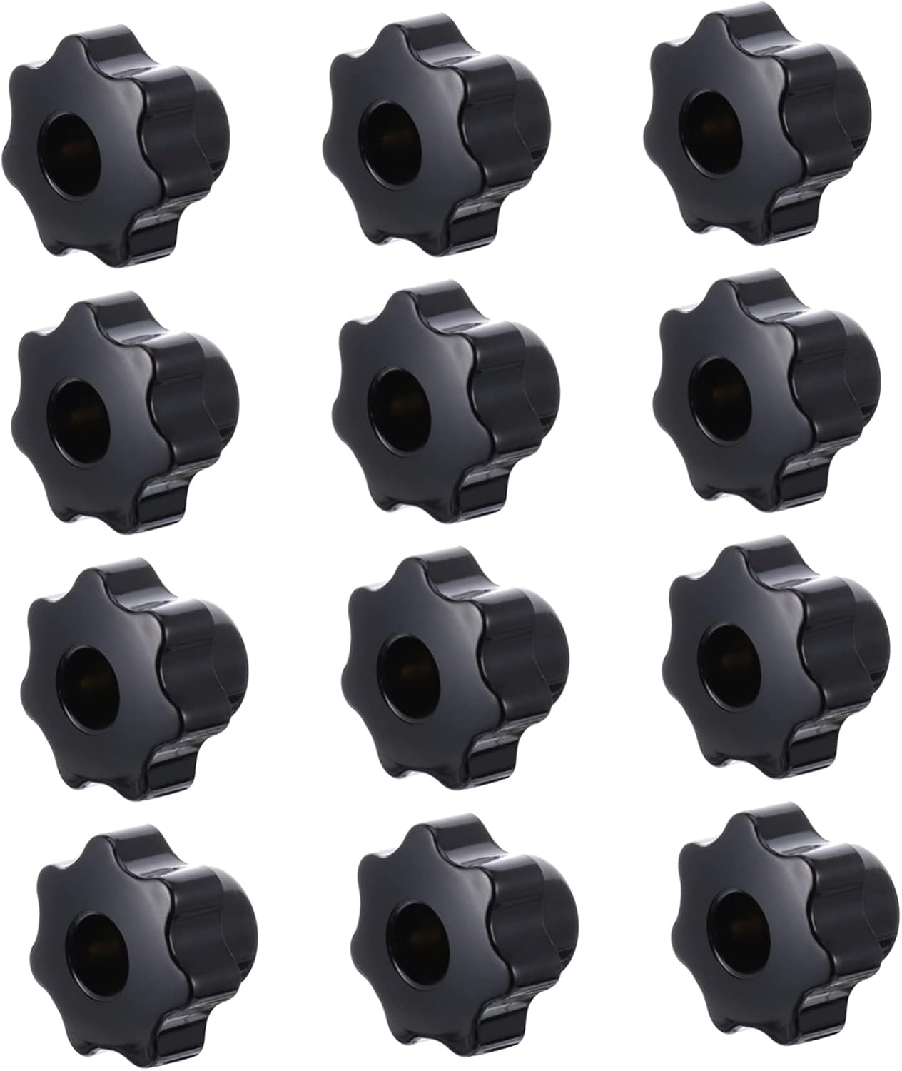 12pcs Star Knob Threaded Hand Knob Plastic Knurled Clamping Nuts for Machine Tool Matte Black Handle