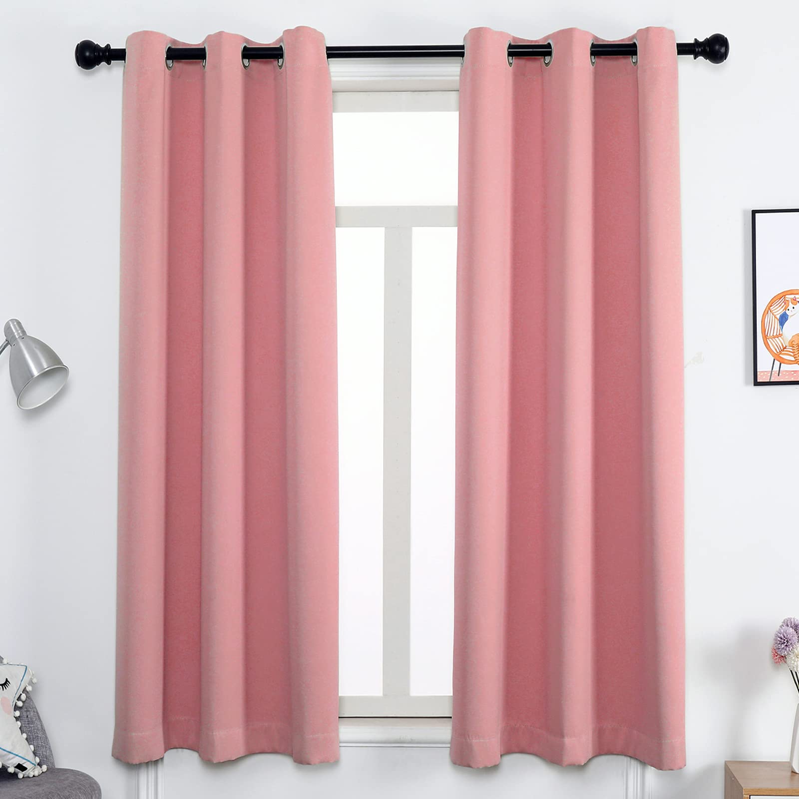 GZQIAWY Eyelet Curtain,Opaque 75%-95% Blackout Thermal Curtain,Cold and Heat Insulation Decorative Curtain Heat Protection Curtain Winter Summer (Width x Height) W118.1 x H47.24in pink 1PCS