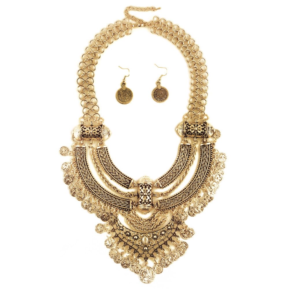 Collier ras du cou avec pièce sculptée exagérée et boucles gitanes - 6