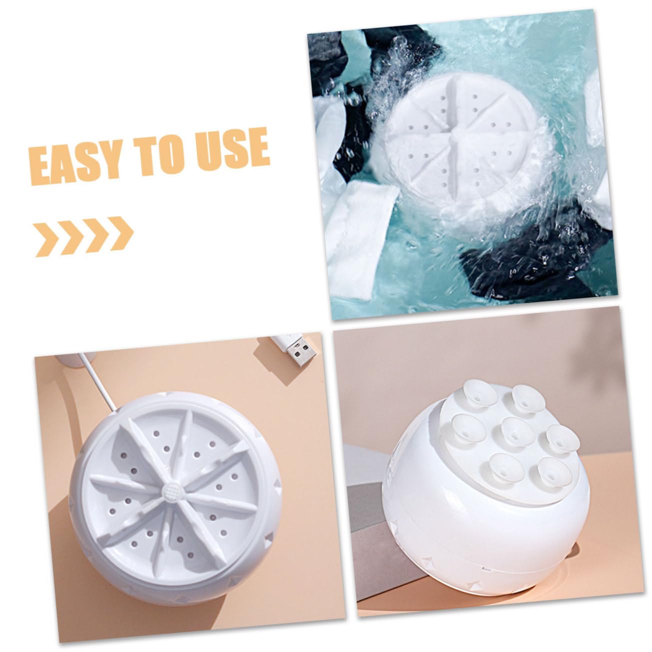 GLEAVI Mini Lavatrice Portatile 2 Pezzi con Turbina Bianca in Plastica per Pulizia ad Alta Efficienza di Biancheria in Appartamento e Viaggio