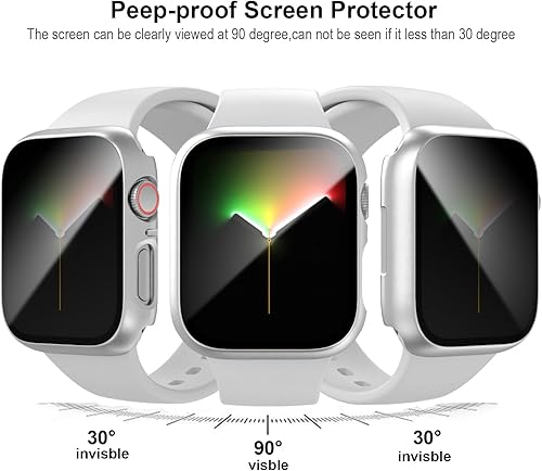 Miniatura 2 de Cuteey Juego de 2 para Apple Watch Series 9 Series 9 7 Funda Protectora de Pantalla de Privacidad 45mm, Protector de Vidrio Anti-Espía de PC Duro