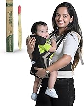 TOT NEST Elegant Baby Carrier with 4 carry positions, Max weight Up to 13 Kgs, Baby Carrier for 4 to 24 months baby, Adjustable New-born to Toddler Carrier with cushioned leg support (Black)