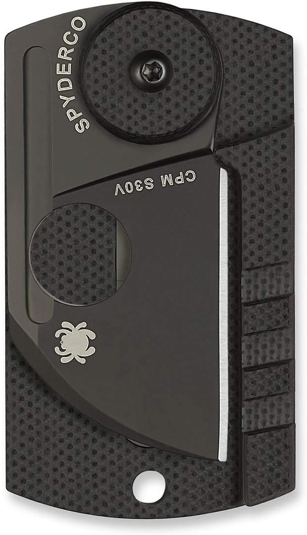Spyderco Dog Tag Non-Locking Knife with 1.23" CPM S30V Steel Blade and Durable Black Carbon Fiber Handle - PlainEdge - C188CFBBKP