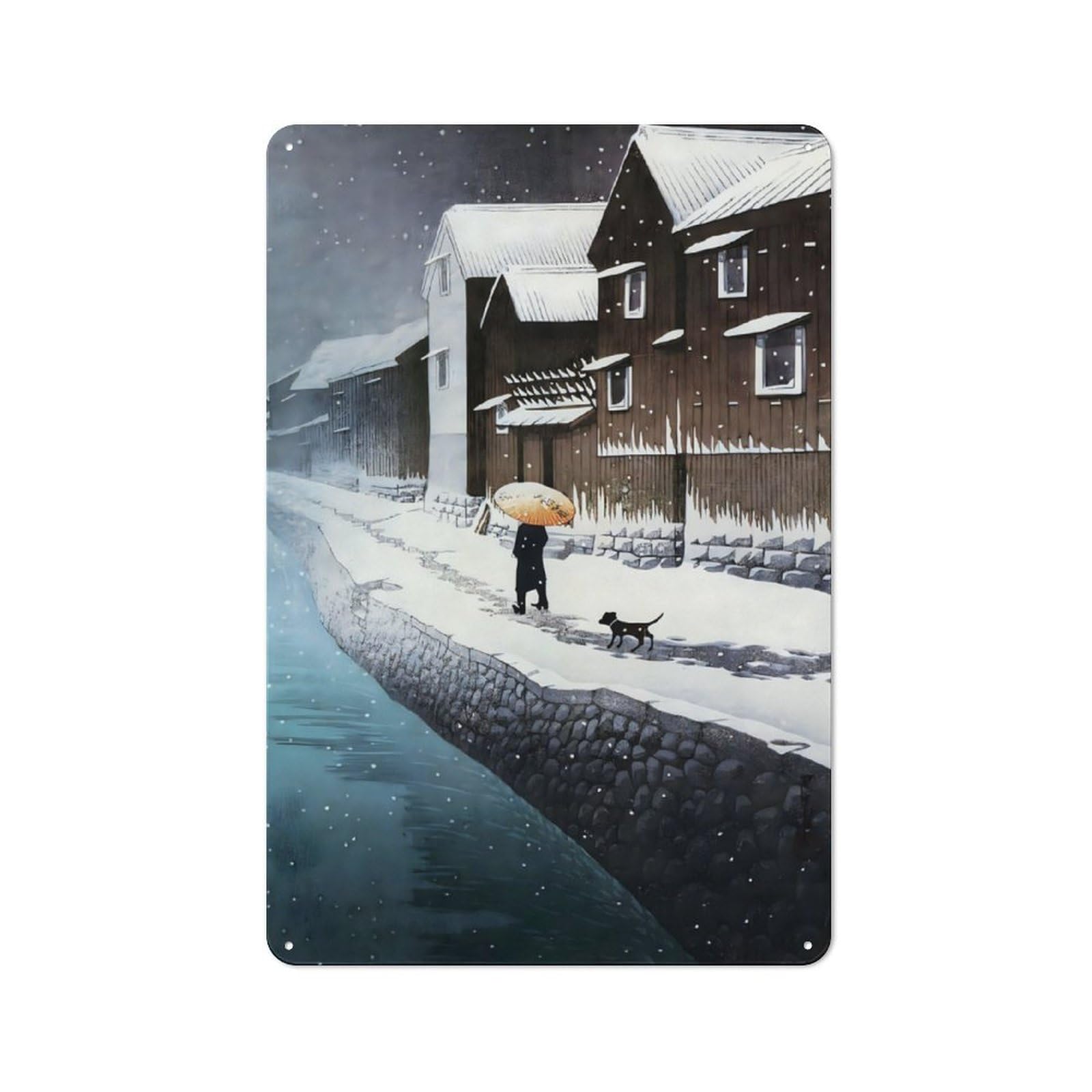 Junmoney Snow At Handa Tin Sign 30X20cm For Pub Or Café, Vintage Wall Decor, For Café Interior Fans, For Retro Home Interiors