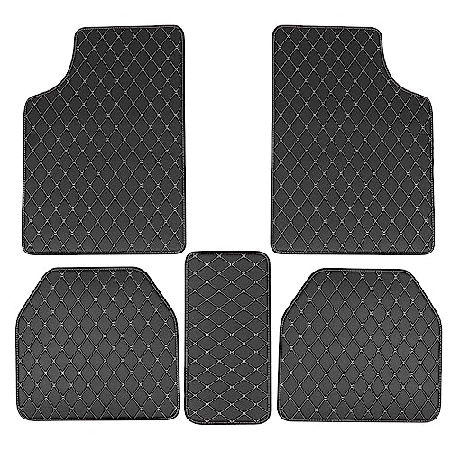 LIFKOME カーマット フロアマット 軽自動車 カーレザーフロアマット PUレザーフロアマット 防水 滑り防止 車 汎用 軽/普通車 1台分 フロント2枚 リヤ3枚 丸洗いOK ズレ防止加工 5枚セット