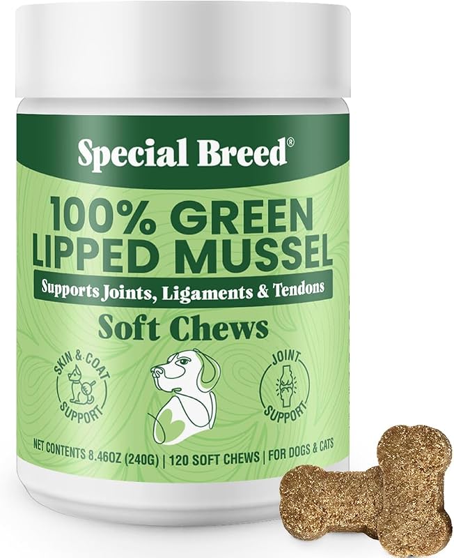 Suplemento de Mexilhão Verde da Nova Zelândia para Cães e Gatos Special Breed – 120 Mastigáveis Macios