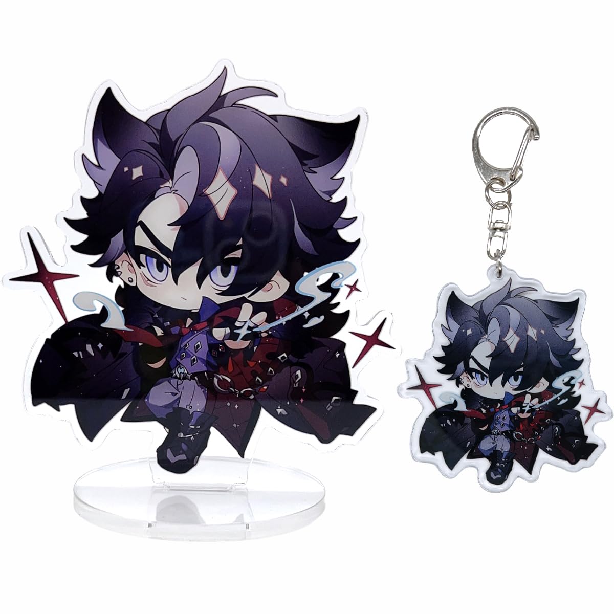 Genshin Impact Cute Character Acrylic Figure Stand and Keychain Set for Game Player or Fans