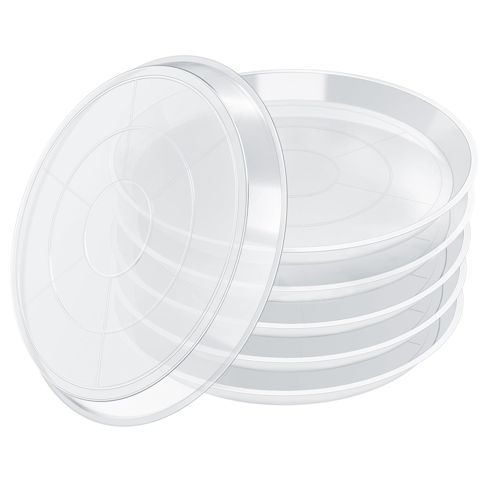 FUIJOL 6 Pack Clear Plant Saucer, Durable Plant Drip Trays Saucers for Pots, No Holes Water Catcher Trays for Indoor Outdoor Planter, Sturdy Base Plate (Clear, 6.2"-6Pack)