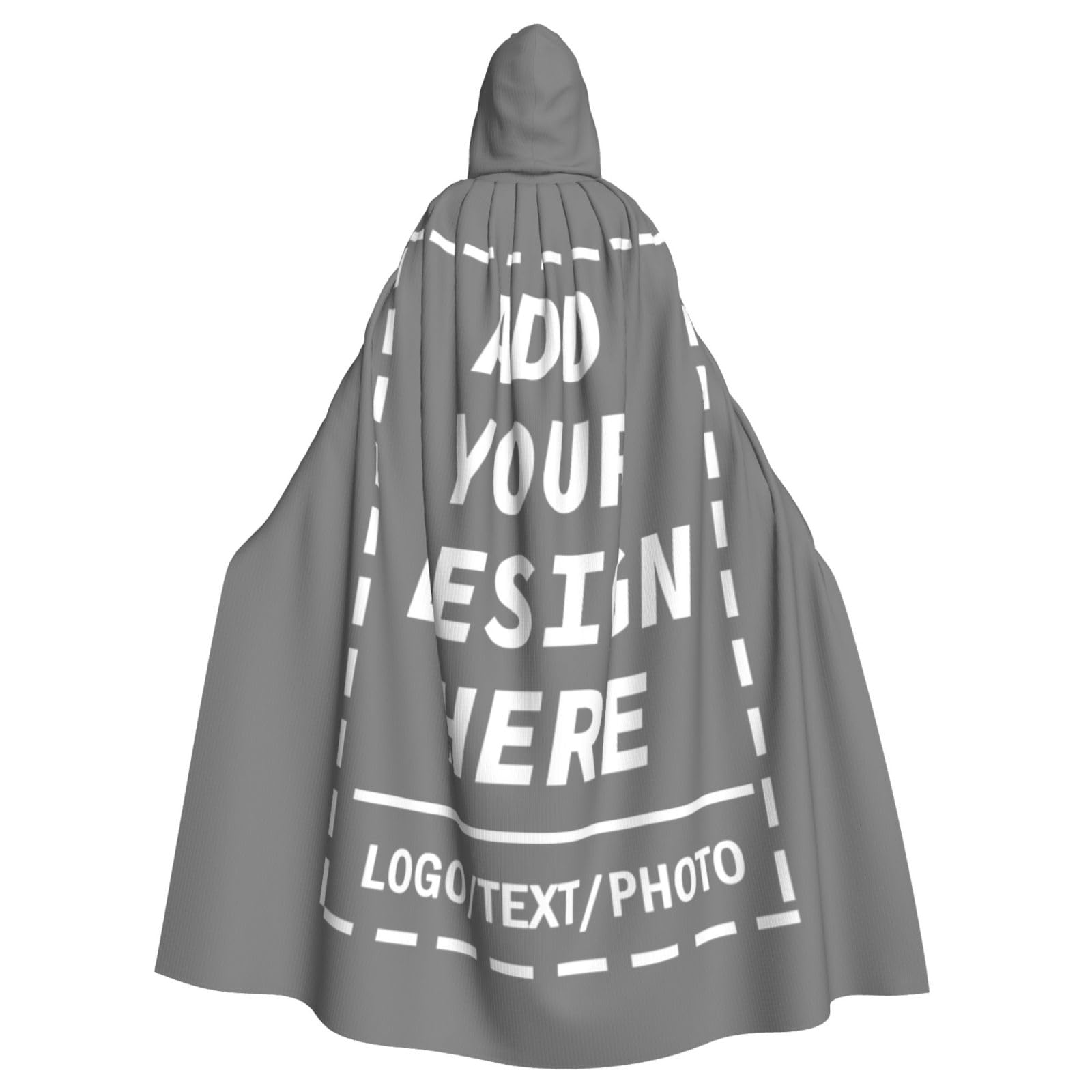 Custom Cape with Photo Personalised Black Cloak with Hood Custom Witches Cape Cosplay with Image Text Name Funny Gifts Accessories Adult Fancy Dress Costume for Masquerade, Halloween, Family Party
