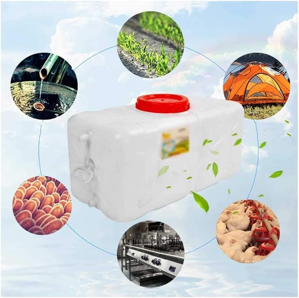 Water Container Horizontal Square Water Storage Tank Portable Water Bucket Container Plastic Bucke Outdoor Equipment Car Thickened Bucket with Faucet for Self-Driving/Outdoor Travel Campi