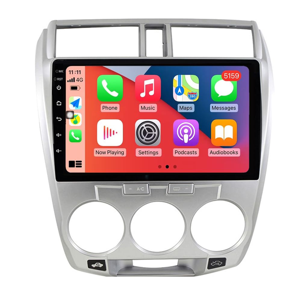 RoverOneCar Radio CarPlay GPS Navigation for Honda City 2008-2013 Android Auto Stereo Bluetooth Head Unit DSP Touch Screen