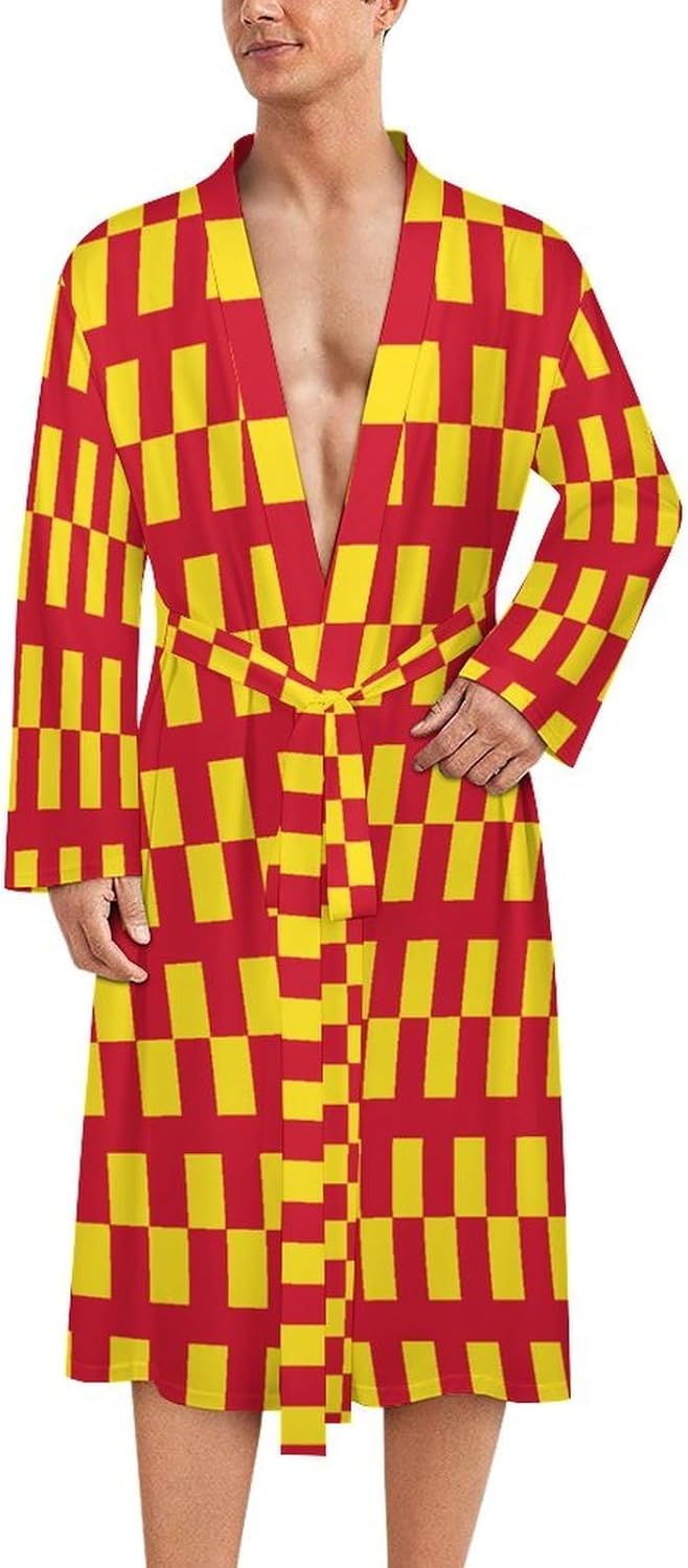 Flag of Northumberland Mens Robe Long Bathrobe for Women Bath Robes Lightweight Soft Printed Sleepwear