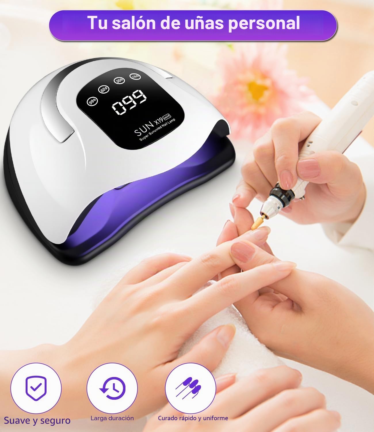 Lampara uñas gel 320W,Lampara UV LED uñas con 72 Perlas, Sensor Automático, 4 Temporizadores, Pantalla Digital, lampara de uñas profesional para lampara de uñas semipermanentes en Casa/Salón