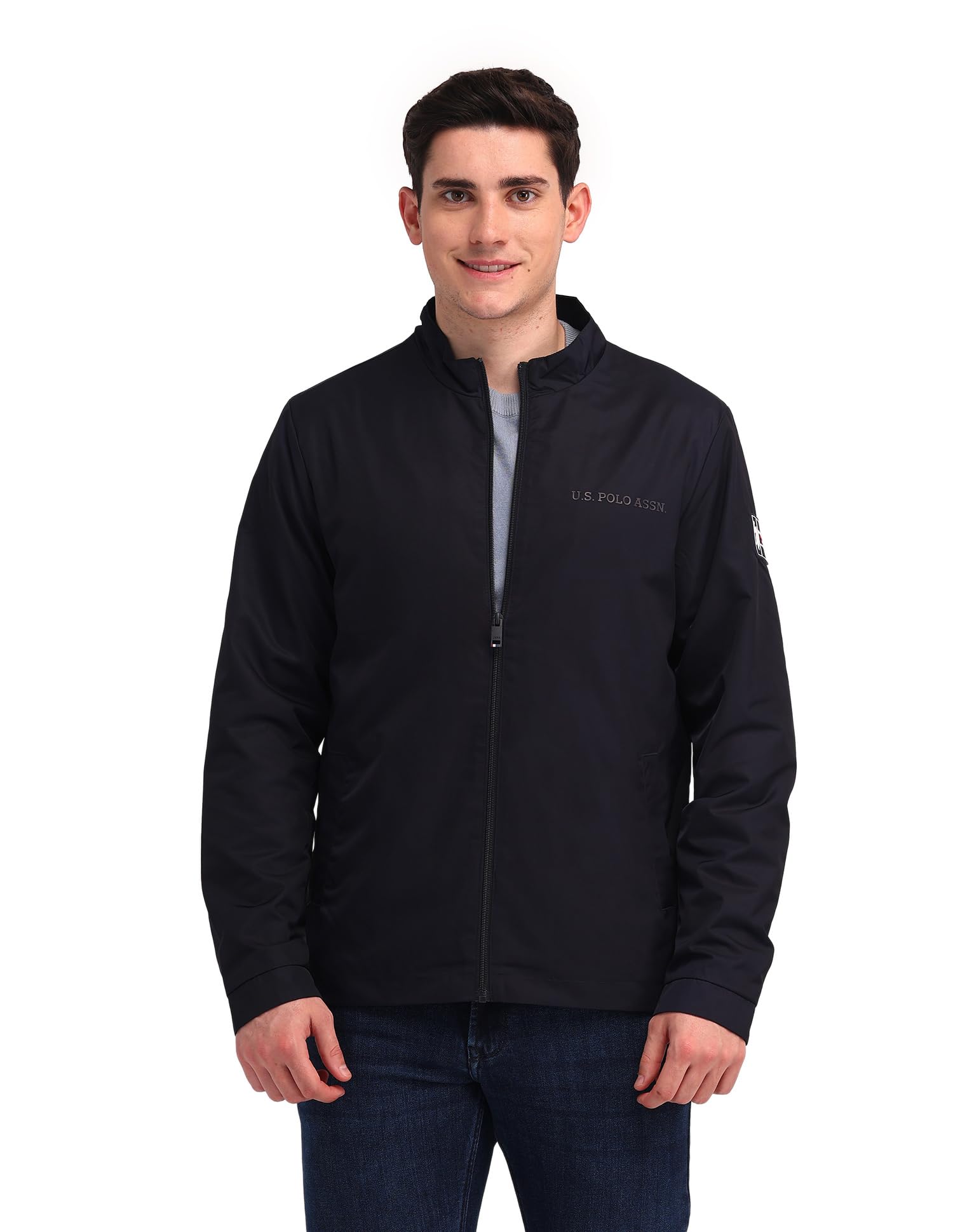 u.s. polo assn. Mens Blue Solid High neck Long Sleeve Casual Polyester Regular Fit Jacket-picture-15