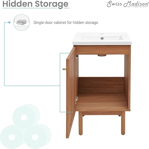 Vista 368 de Swiss Madison Classe - Lavabo de baño de roble de 24 pulgadas incluido