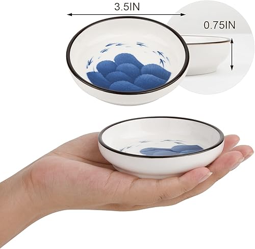 Miniatura 9 de Beautyflier Juego de 4 platos de cerámica para salsa de soja, platos para aperitivos, platos de acompañamiento, platos de servir, juego de vajilla