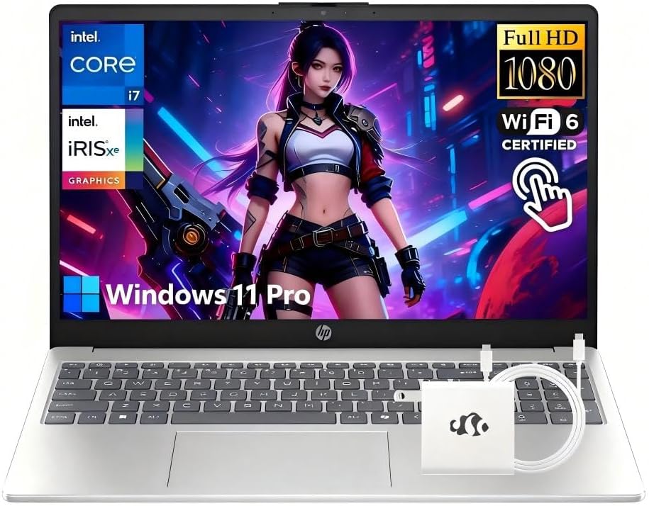 HP 15.6" FHD Touchscreen i7 Laptop, Intel 10-Core i7-1355U(Up to 5GHz Beat Core 7 160U), 32GB RAM 1TB SSD, Win 11 pro Wifi6 Intel Iris Xe Graphics Notebook for Business Gaming W/GM Accessory