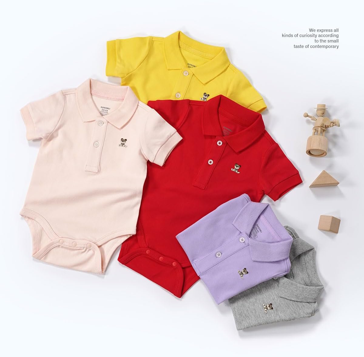 Baby Boys Girls Polo Bodysuit Cotton Short Sleeve Embroidery Bear Romper Jumpsuit 0-24 Months - Image 6