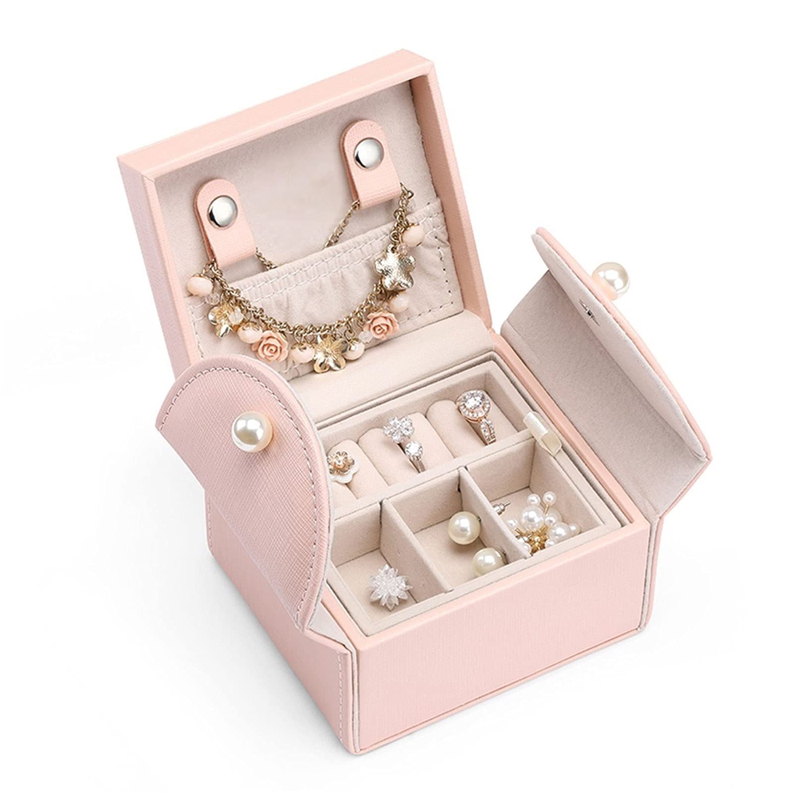 Jewelry storage box Makeup Organizers Jewelry Box Soft PU Leather Travel Storage Case 2 Layers for Bracelets Earrings