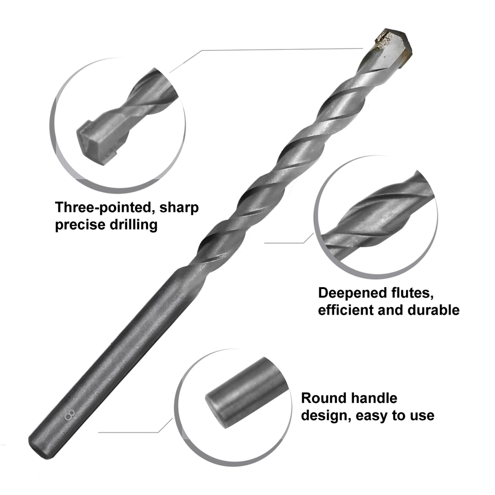Greywolf Masonry Drill Bit Set, Concrete Drill Bit Set, Carbide Drill Bits for Glass Tile, Brick - Image 2