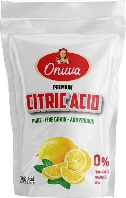 Citric Acid by Onuva | 2 Pound (907 gr) Pure Citric Acid,NON-GMO Project VERIFIED Flavor Enhancer&All-Natural Preservative | Fragrance Free CitricAcid for Bath Bombs,Cooking,Homemade Cleaning Supplies