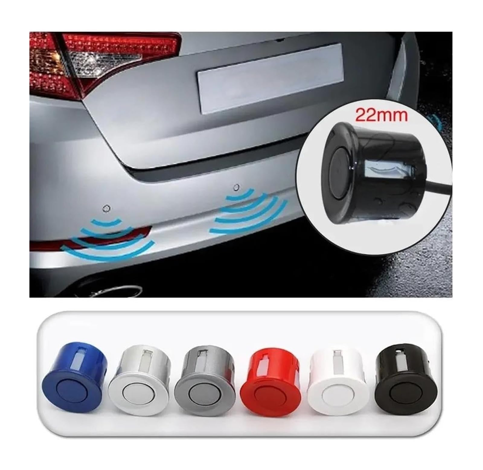Sensore Di Assistenza Al Parcheggio Set Sensori Parcheggio Radar Retromarcia Posteriori Auto Display LCD 4 Sonde Allarme Acustico 65 DB Rilevatore Monitoraggio Parktronic Backup(Argento)