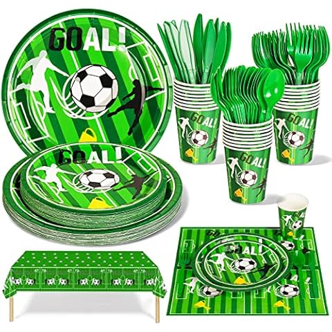 Nkaiso Partygeschirr Kindergeburtstag,141Stück Fussball Deko Geburtstag Pappteller Party Set Cover