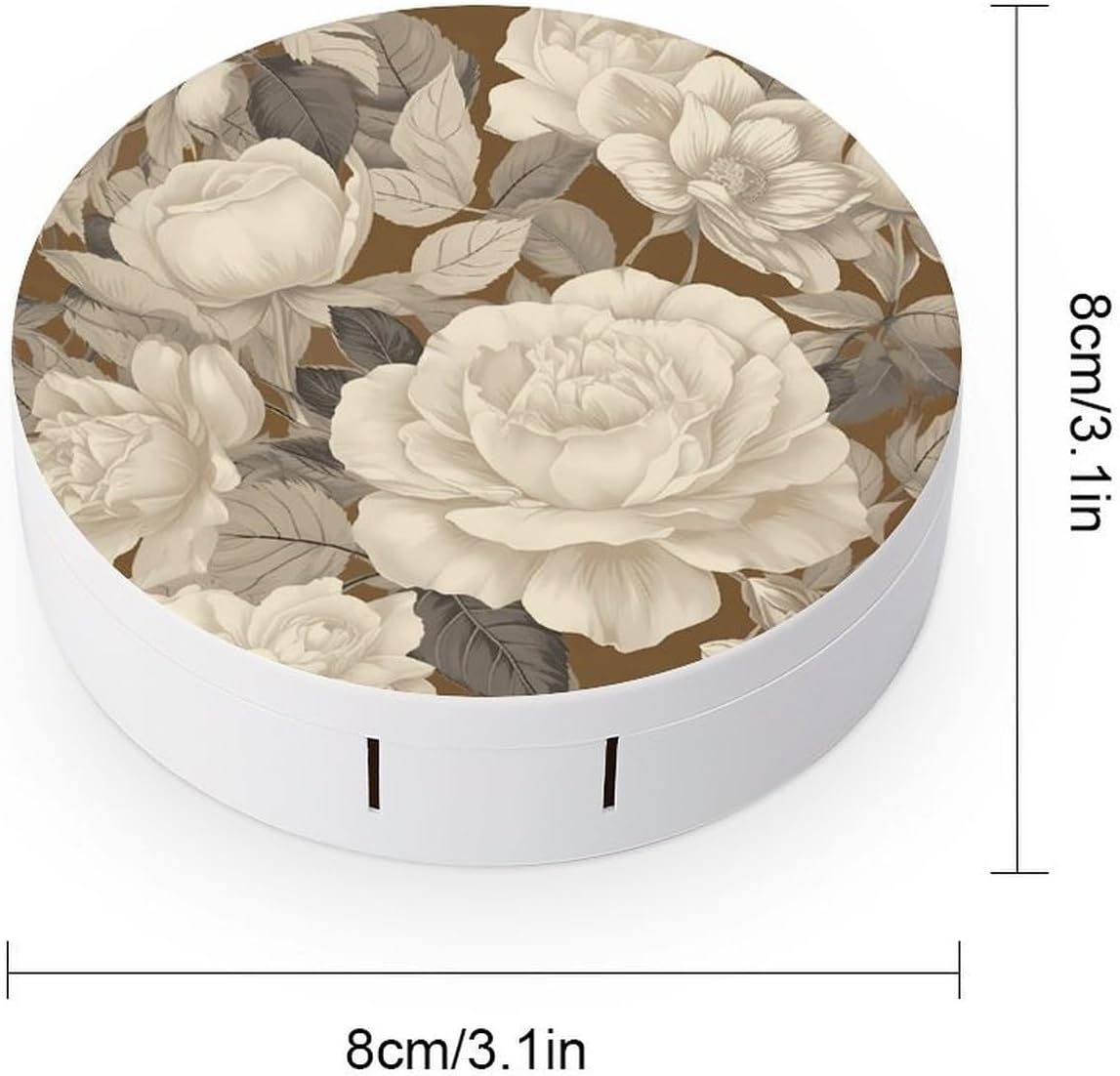 Pattern of Beige Flowers Contact Lens Case Portable Contact Case Soak Storage Kit Cute Contact Lens Solution Bottle with Mirror Tweezers Solution Soaking Cases for Daily Travel Outdoor Use