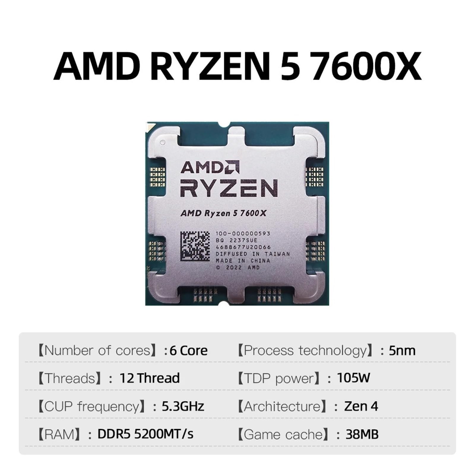CPU Processor AMD RYZEN 5 7600X Box Version CPU Gaming Processor