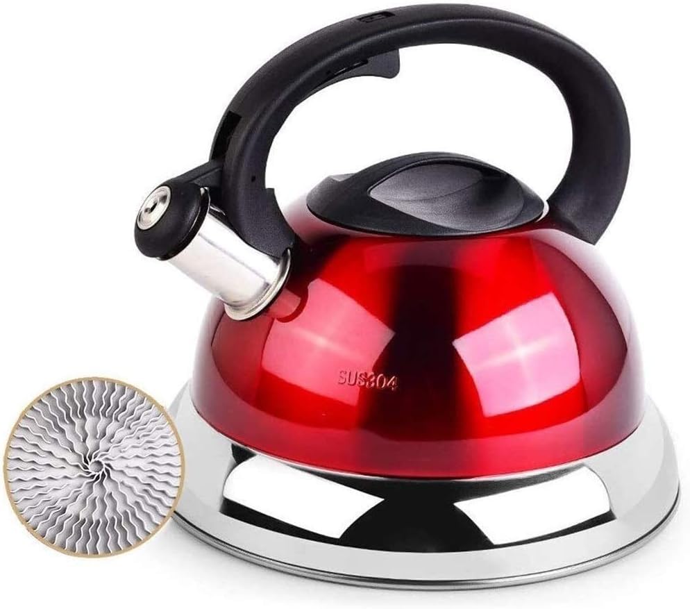 OZBMA Tetera silbadora de 4 l para Cocina, inducción, Acero Inoxidable 304, con asa Aislante, para Cocina de Gas, eléctrica y de inducción.