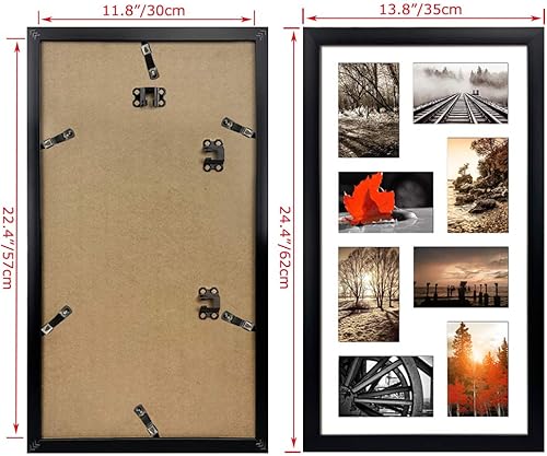 Miniatura 3 de QUTREY Juego de 2 marcos de fotos negros de 10 aperturas de 4 x 6 pulgadas, marco de pared de 18 x 22.5 pulgadas con paspartú blanco para diez fotos