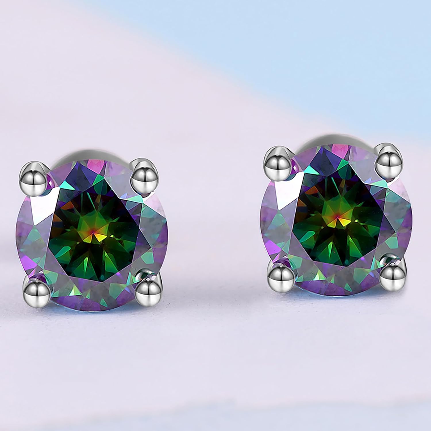 Moissanite Earrings，2ct D Color VVS1 Clarity Solitaire Round Cut Earrings S925 Sterling Silver for Women Men Moissanite Stud Earrings - Image 5