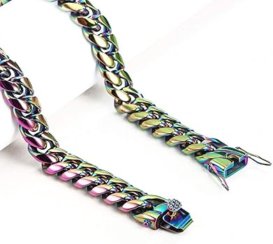 Amazon.co.jp: Necm ネックレス チェーン メンズ チタン 虹色 金属感