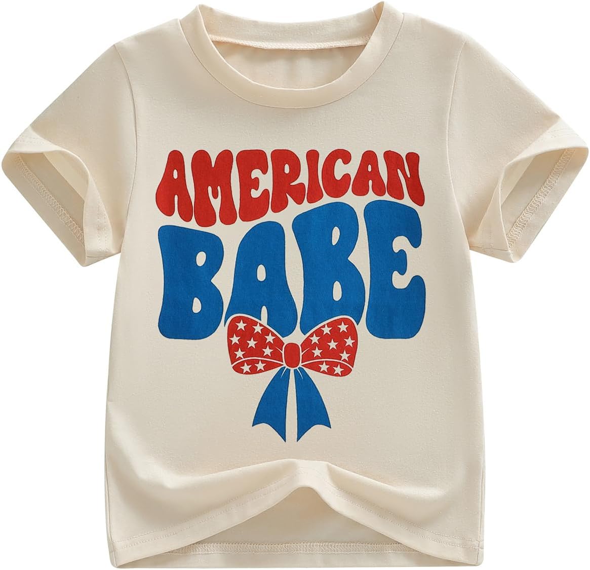 4th of July Shirt Toddler Girls American Babe Letter Flag Bow T-Shirt Kids USA 250th Anniversary Tee Patriotic Tops